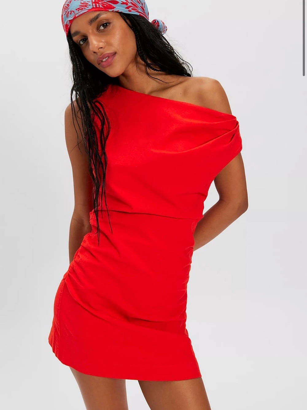 Red Free People One-Shoulder Mini Dress